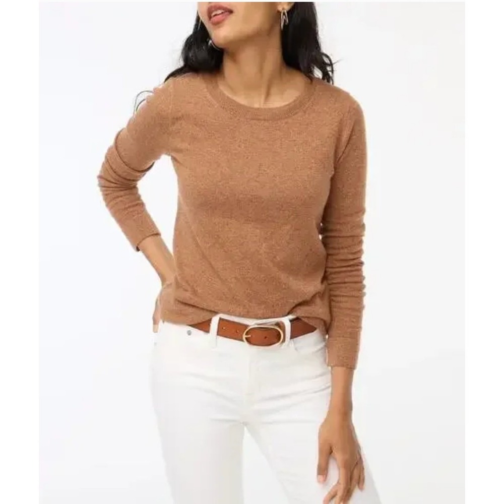 J.Crew Sweater Womens XS Brown Teddie Cotton Wool Blend Crewneck F5199